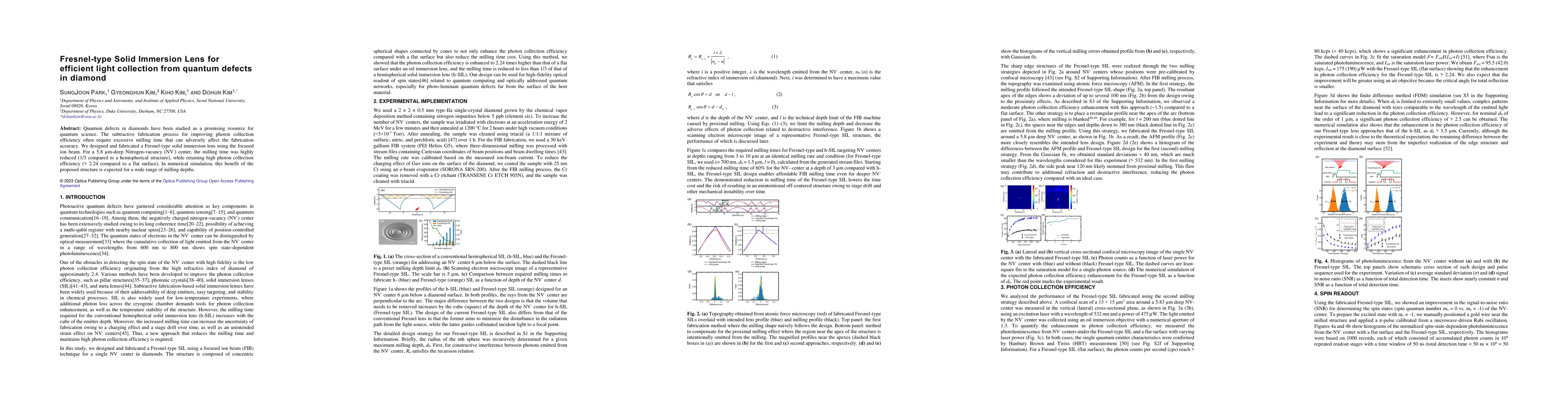 Thumbnail for Fresnel-type Solid Immersion Lens for efficient light collection from
  quantum defects in diamond
