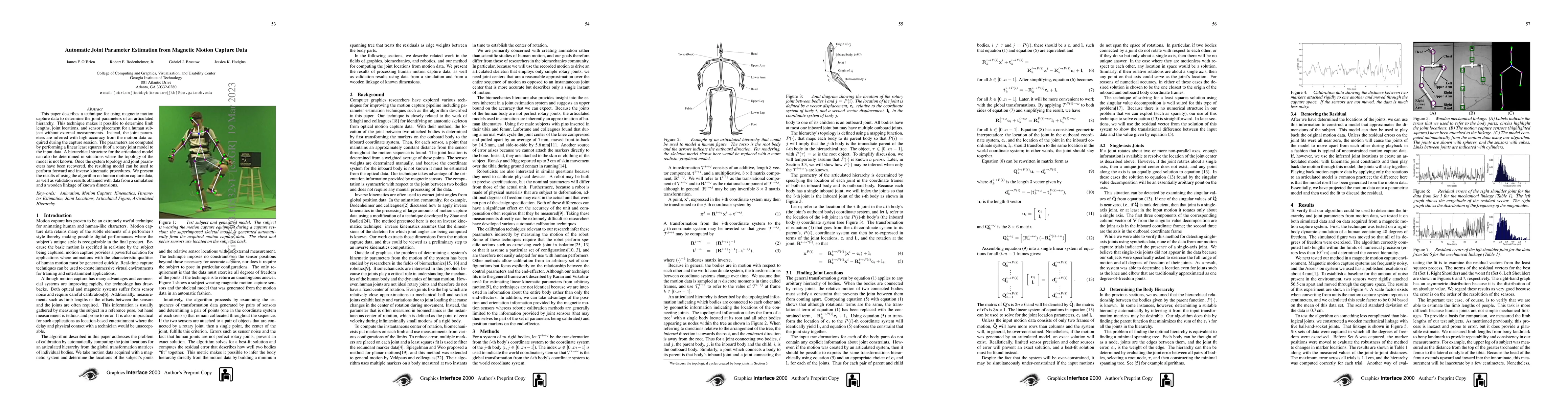 Thumbnail for Automatic Joint Parameter Estimation from Magnetic Motion Capture Data