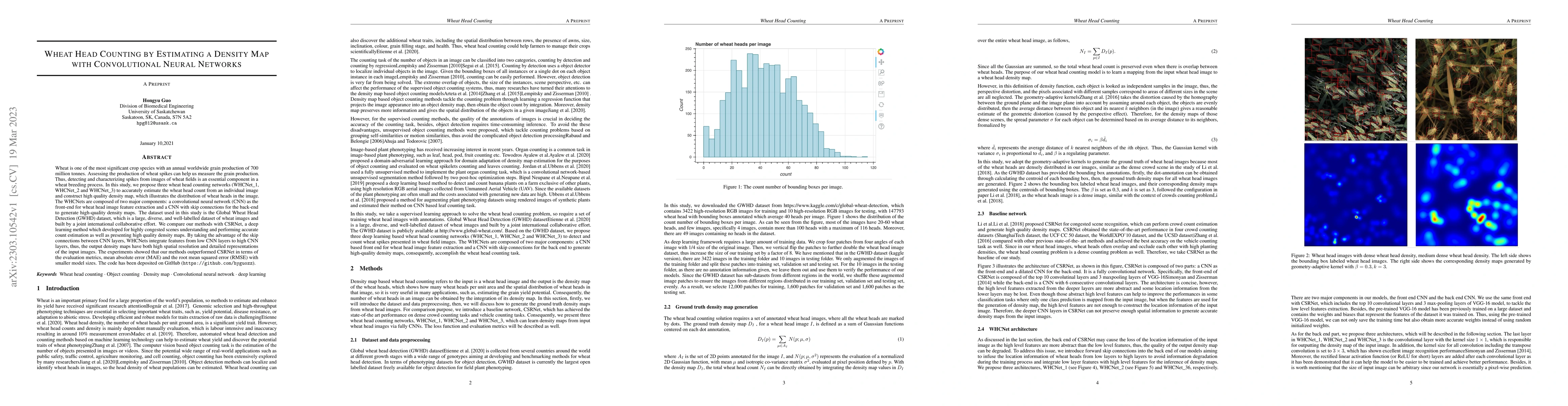 Thumbnail for Wheat Head Counting by Estimating a Density Map with Convolutional
  Neural Networks