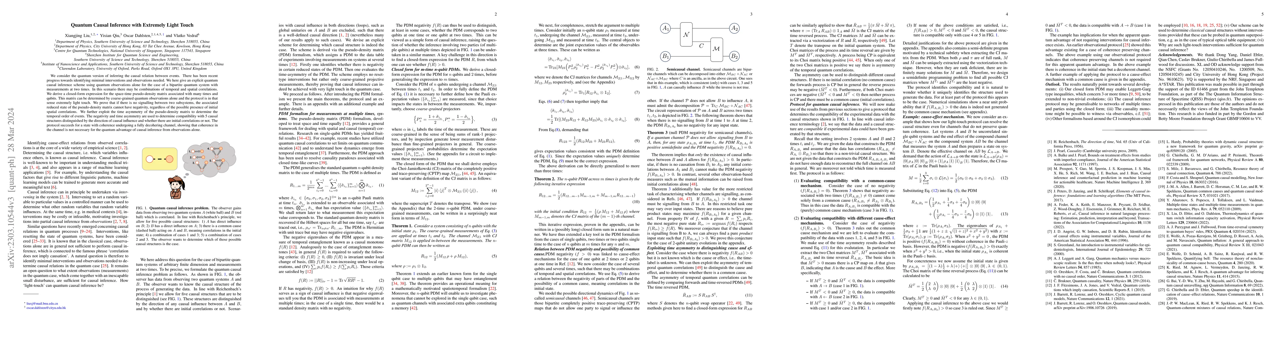 Thumbnail for Quantum Causal Inference with Extremely Light Touch