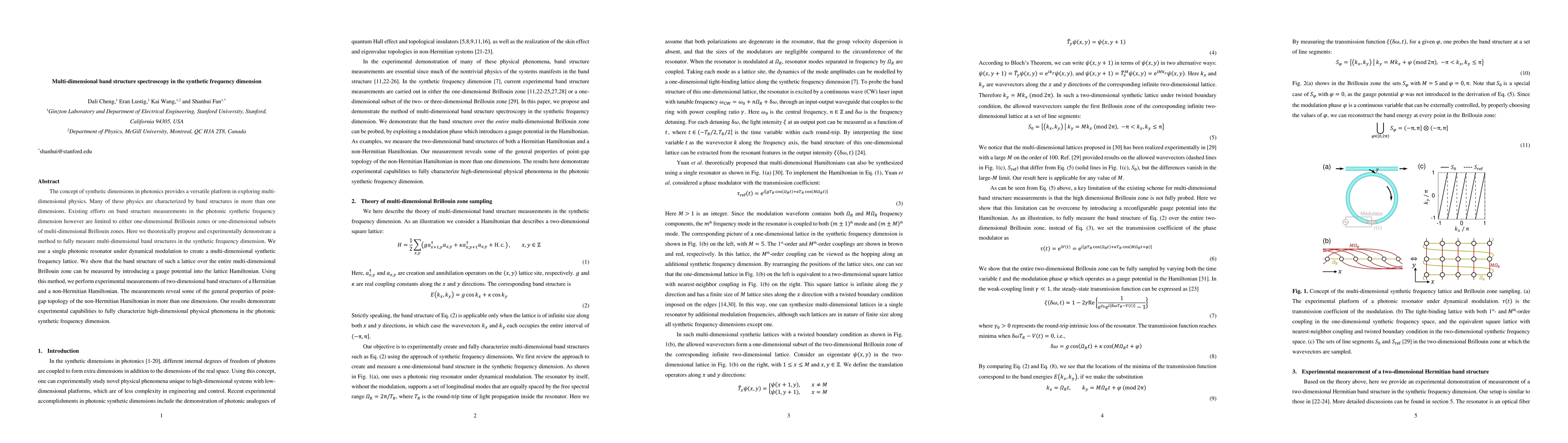 Thumbnail for Multi-dimensional band structure spectroscopy in the synthetic frequency
  dimension