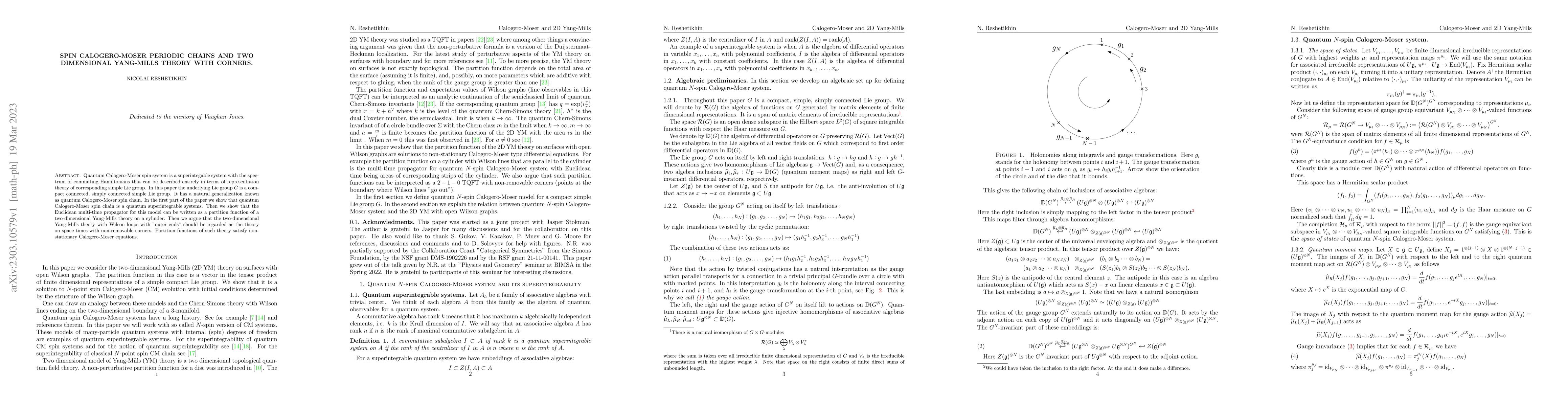 Thumbnail for Spin Calogero-Moser periodic chains and two dimensional Yang-Mills
  theory with corners
