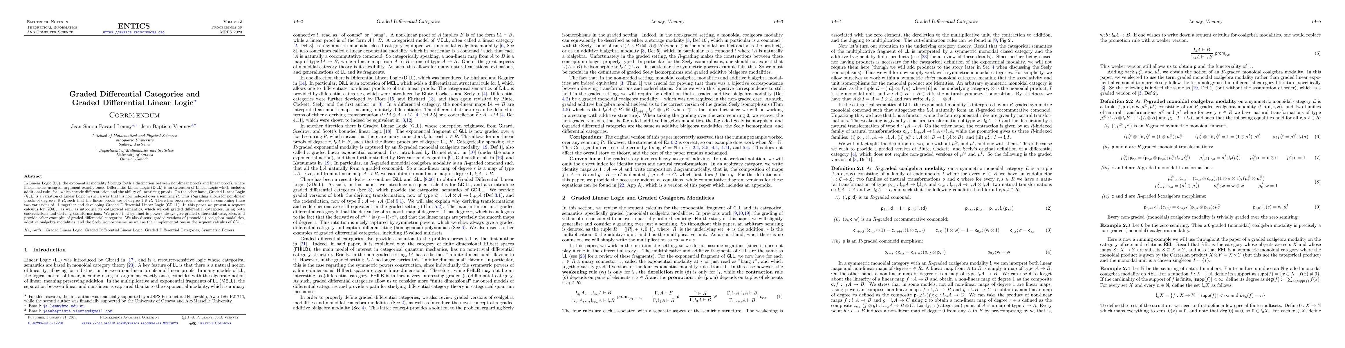 Thumbnail for Graded Differential Categories and Graded Differential Linear Logic