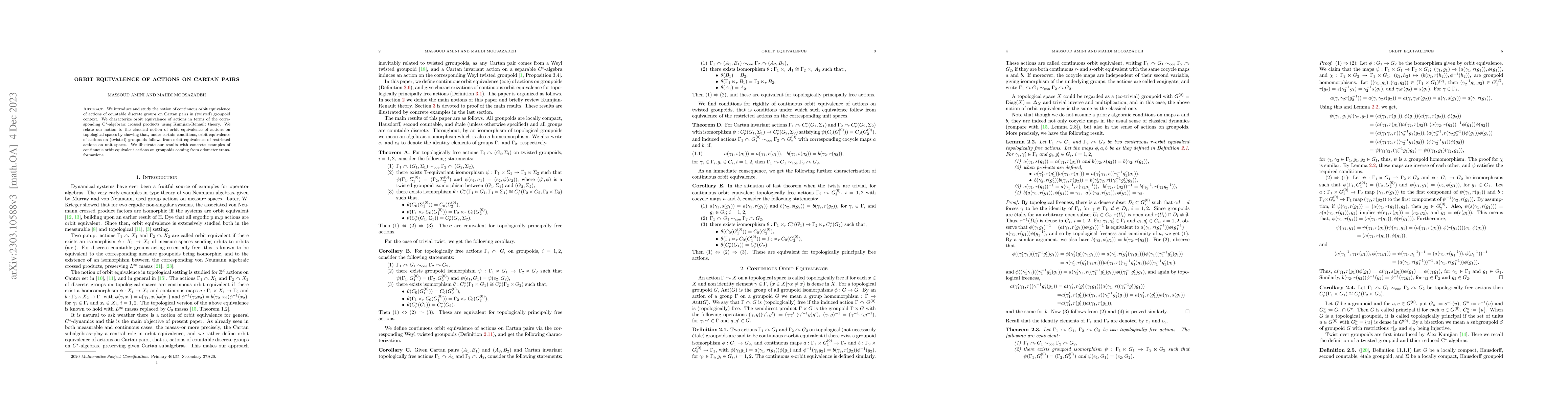 Thumbnail for Orbit Equivalence of actions on Cartan pairs