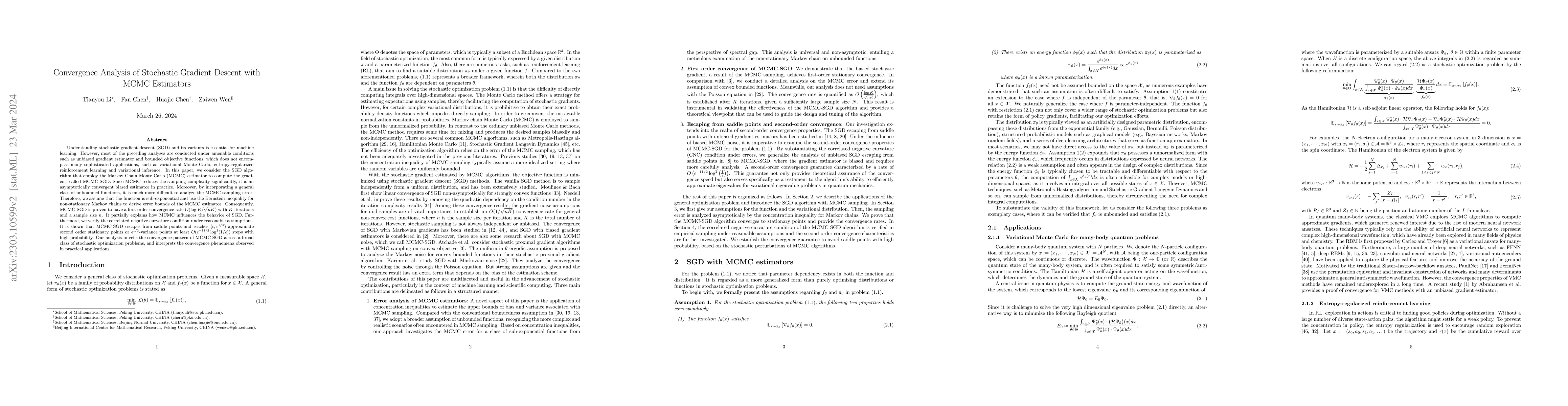 Thumbnail for Convergence Analysis of Stochastic Gradient Descent with MCMC Estimators