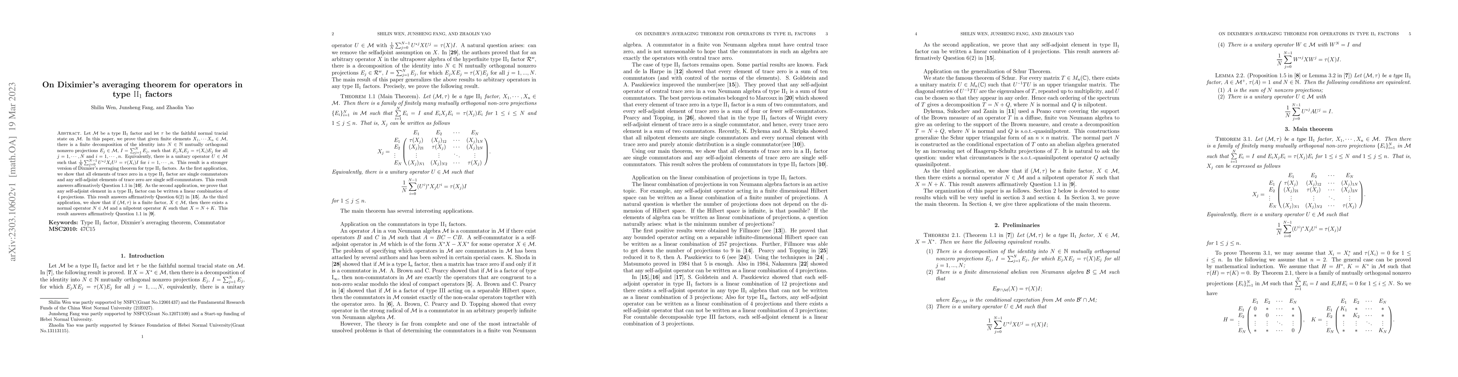 Thumbnail for On Diximier's averaging theorem for operators in type ${\rm II}_1$
  factors