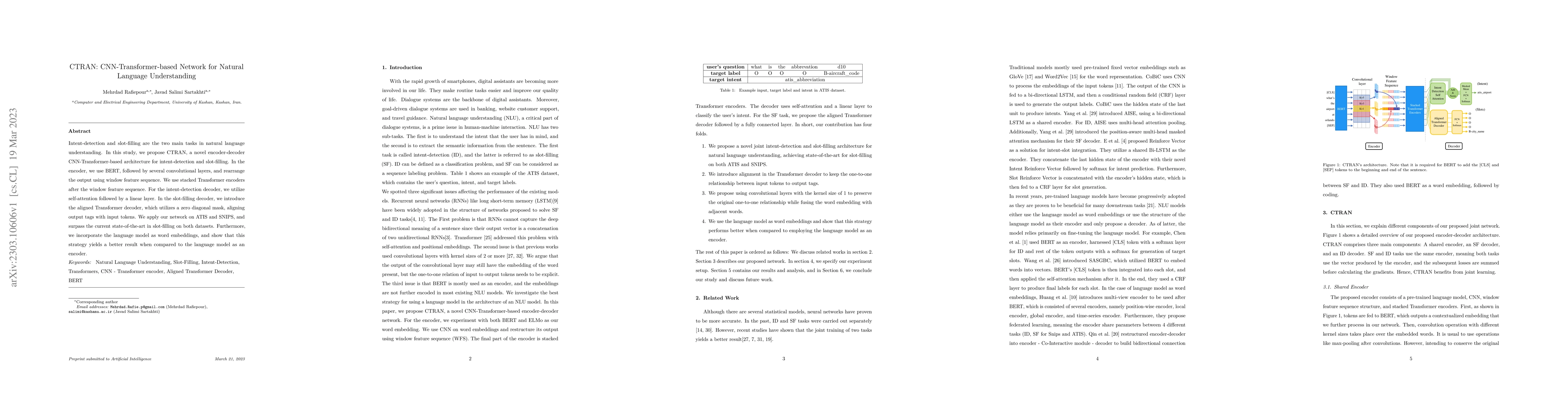 Thumbnail for CTRAN: CNN-Transformer-based Network for Natural Language Understanding