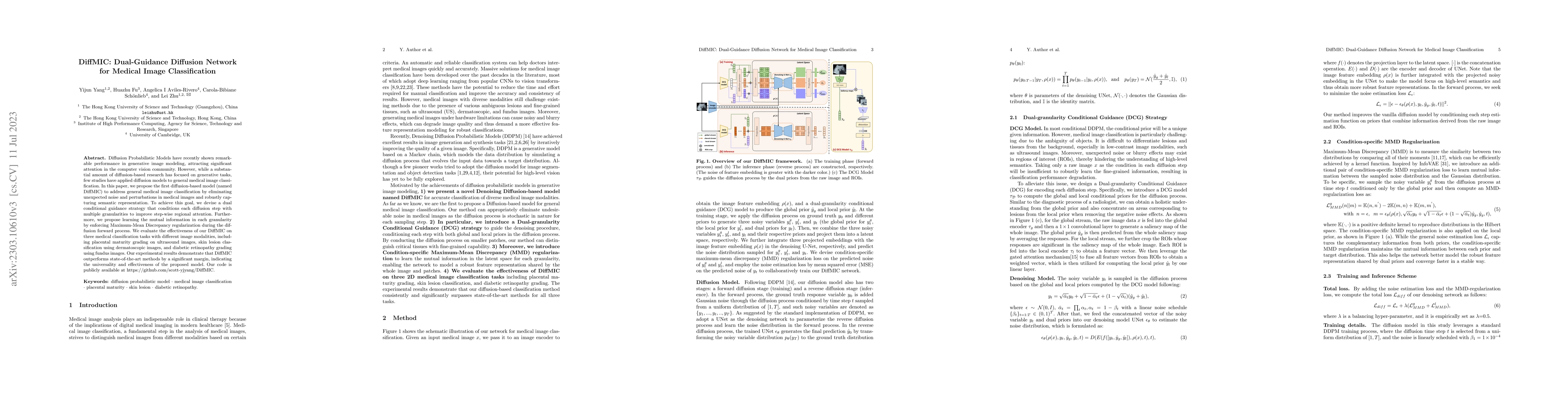 Thumbnail for DiffMIC: Dual-Guidance Diffusion Network for Medical Image
  Classification