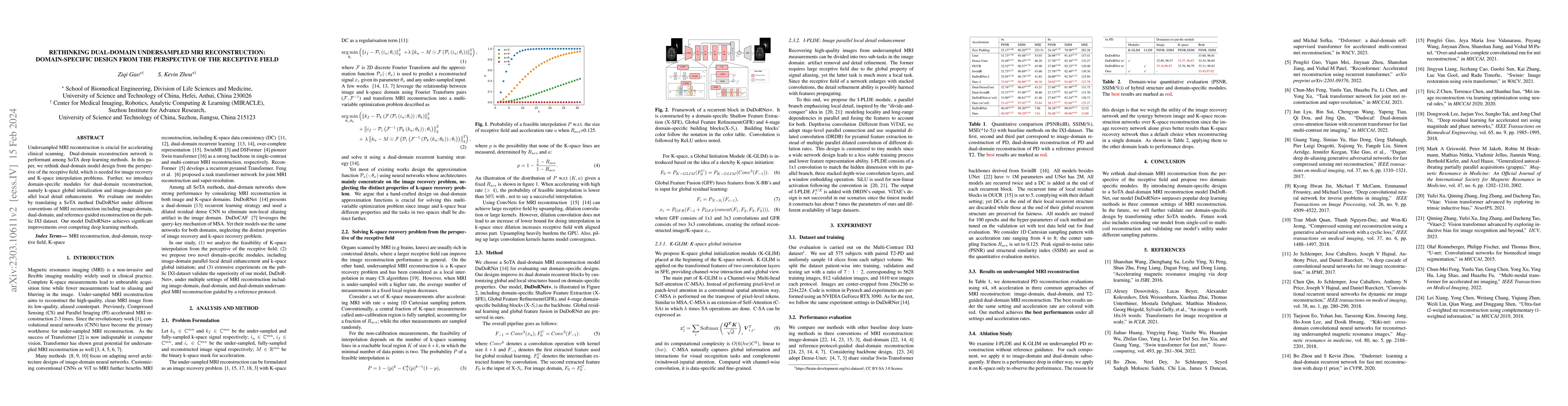 Thumbnail for Rethinking Dual-Domain Undersampled MRI reconstruction: domain-specific
  design from the perspective of the receptive field