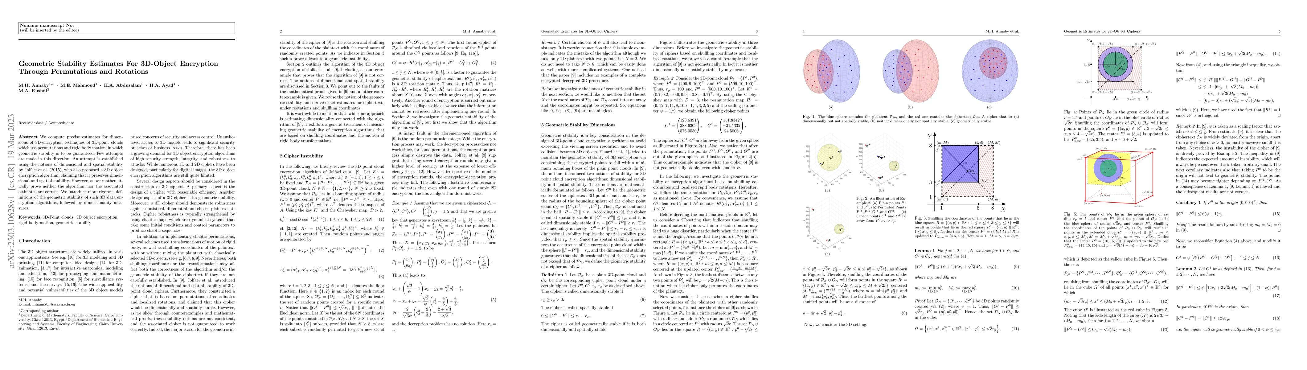 Thumbnail for Geometric Stability Estimates For 3D-Object Encryption Through
  Permutations and Rotations