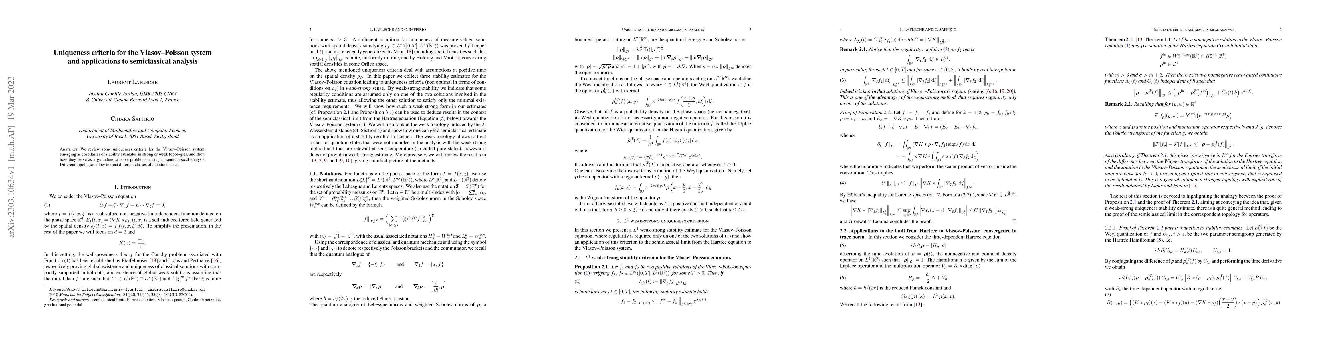Thumbnail for Uniqueness criteria for the Vlasov--Poisson system and applications to
  semiclassical analysis