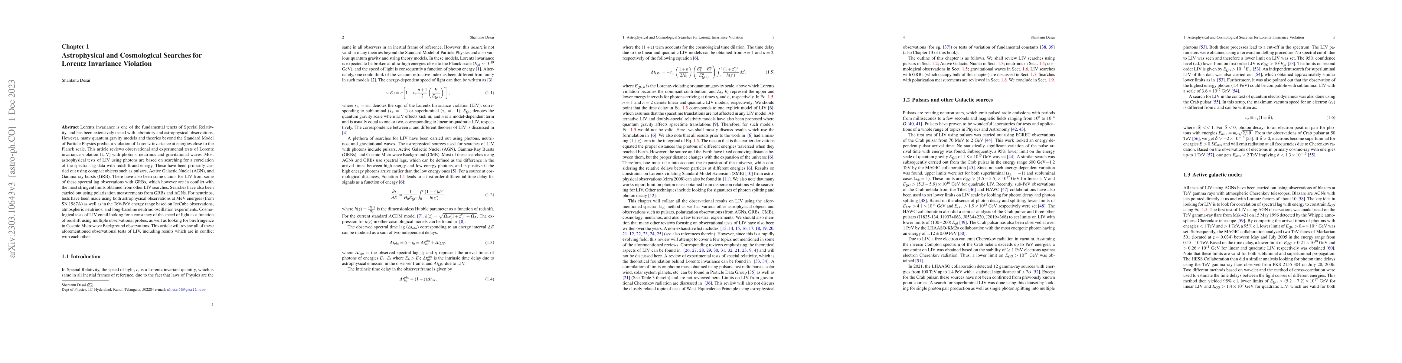 Thumbnail for Astrophysical and Cosmological Searches for Lorentz Invariance Violation
