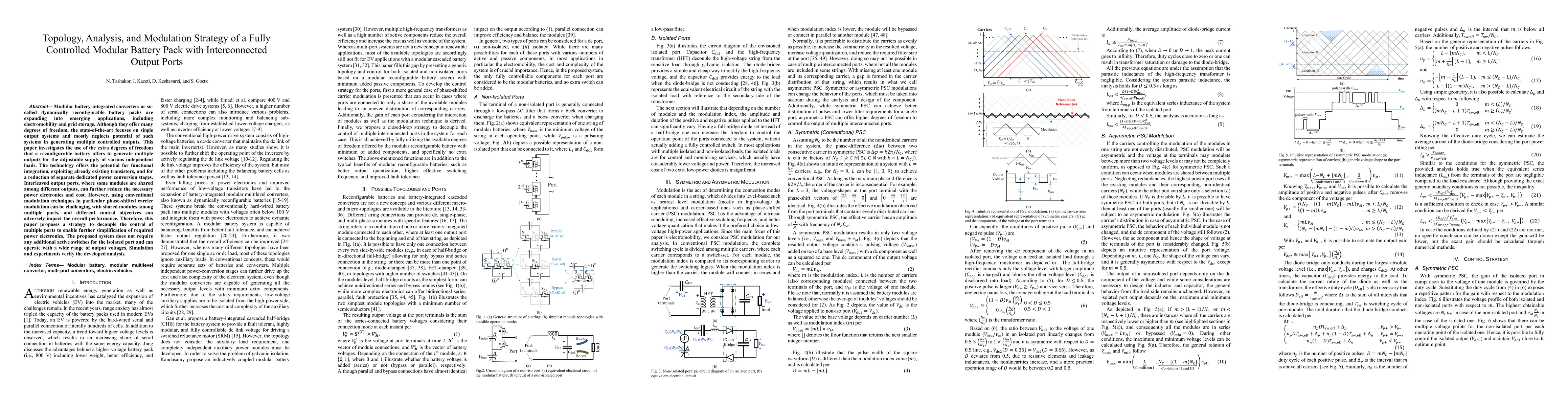Thumbnail for Topology, Analysis, and Modulation Strategy of a Fully Controlled
  Modular Battery Pack with Interconnected Output Ports