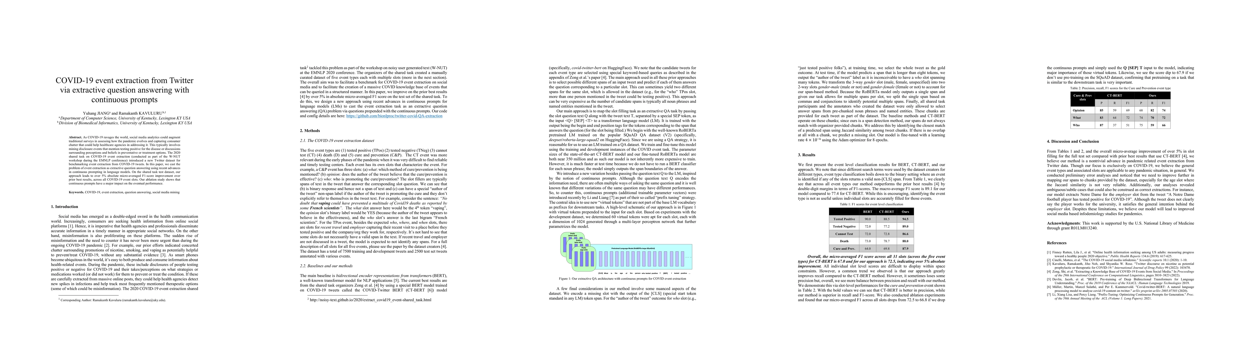 Thumbnail for COVID-19 event extraction from Twitter via extractive question answering
  with continuous prompts