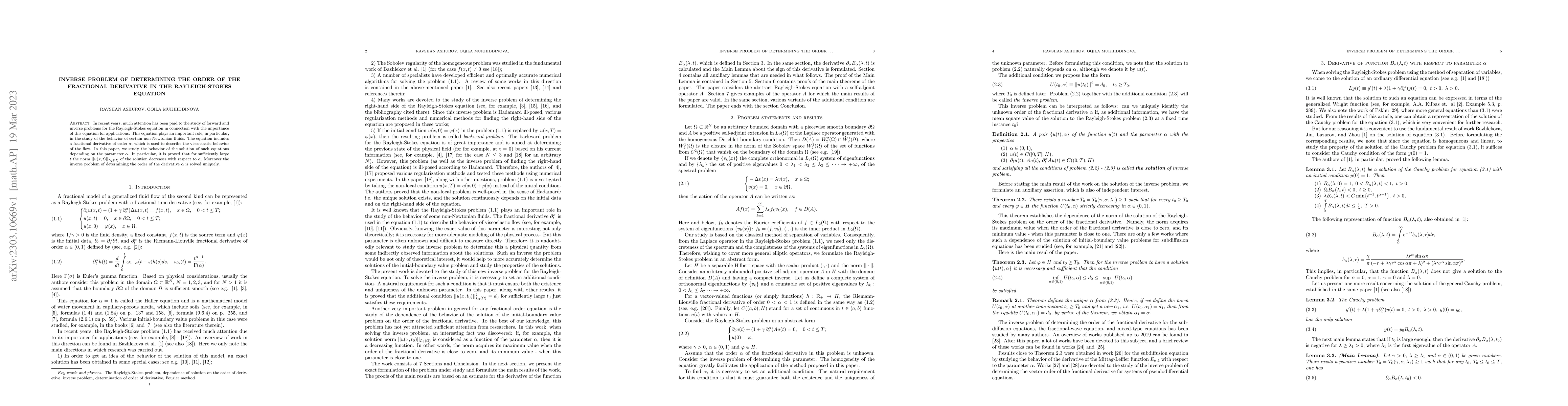 Thumbnail for Inverse problem of determining the order of the fractional derivative in
  the Rayleigh-Stokes equation