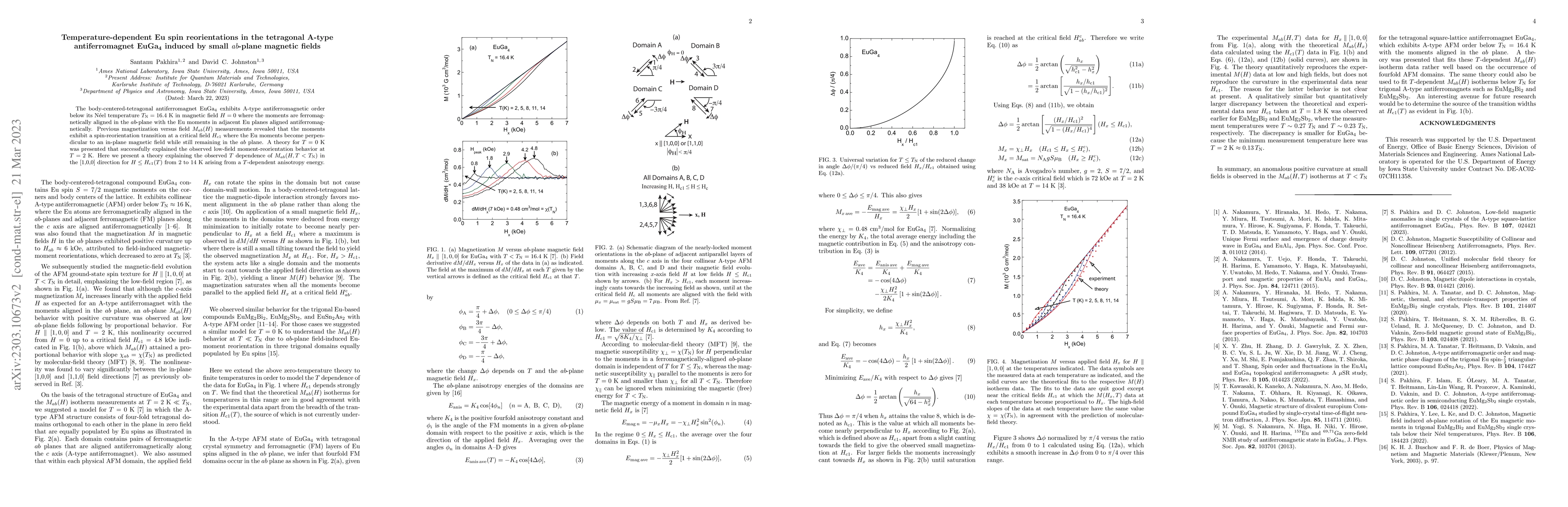 Thumbnail for Temperature-dependent Eu spin reorientations in the tetragonal A-type
  antiferromagnet EuGa$_4$ induced by small ab-plane magnetic fields