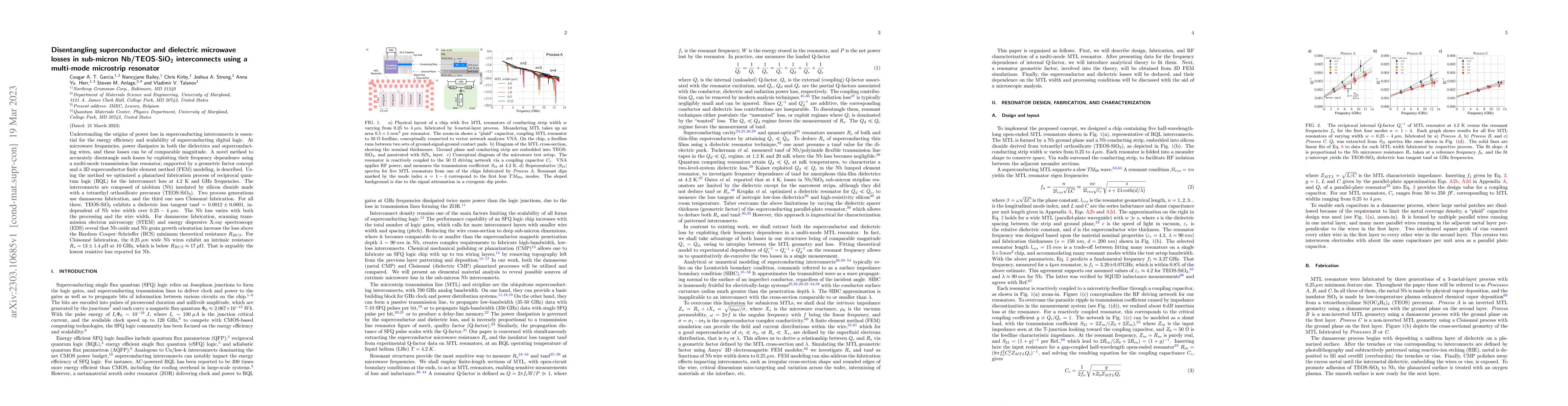 Thumbnail for Disentangling superconductor and dielectric microwave losses in
  sub-micron $\rm Nb$/$\rm TEOS-SiO_2$ interconnects using a multi-mode
  microstrip resonator