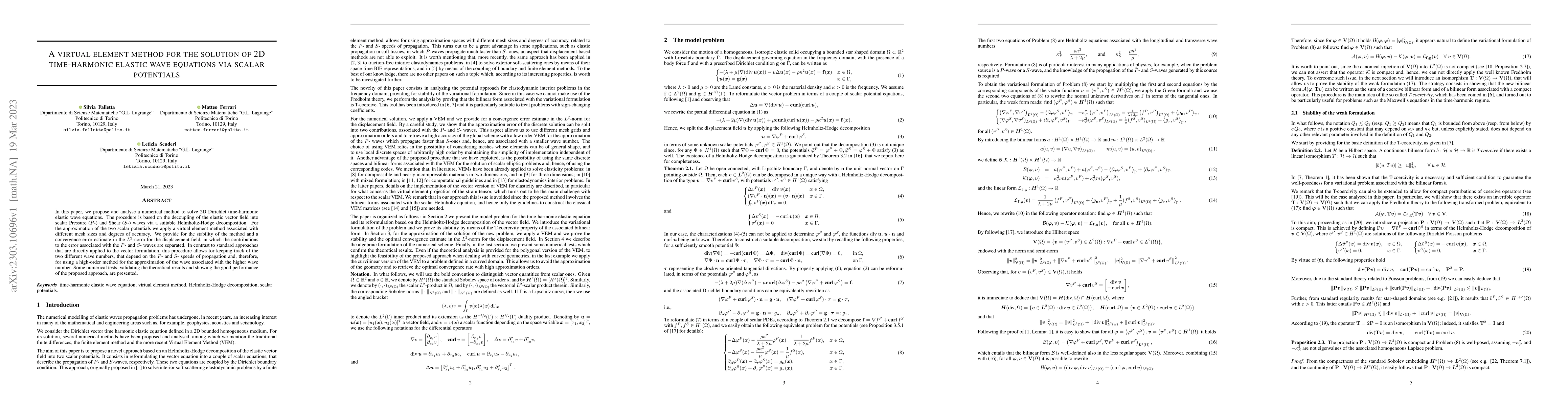 Thumbnail for A virtual element method for the solution of 2D time-harmonic elastic
  wave equations via scalar potentials