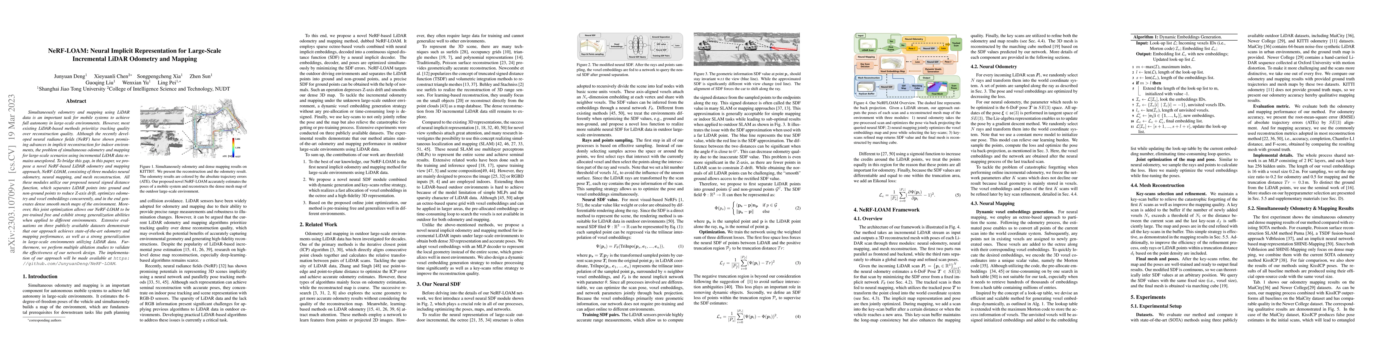 Thumbnail for NeRF-LOAM: Neural Implicit Representation for Large-Scale Incremental
  LiDAR Odometry and Mapping