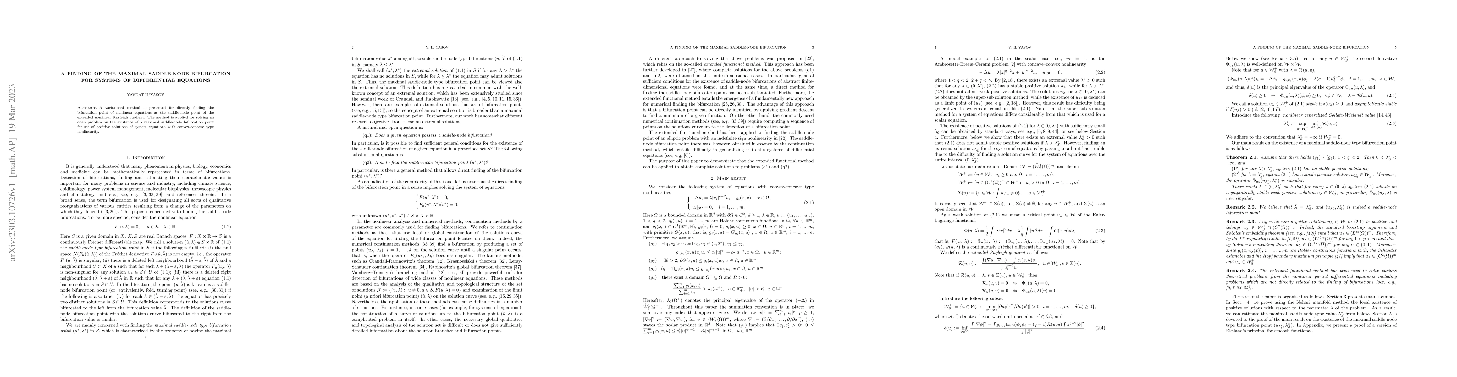 Thumbnail for A finding of the maximal saddle-node bifurcation for systems of
  differential equations