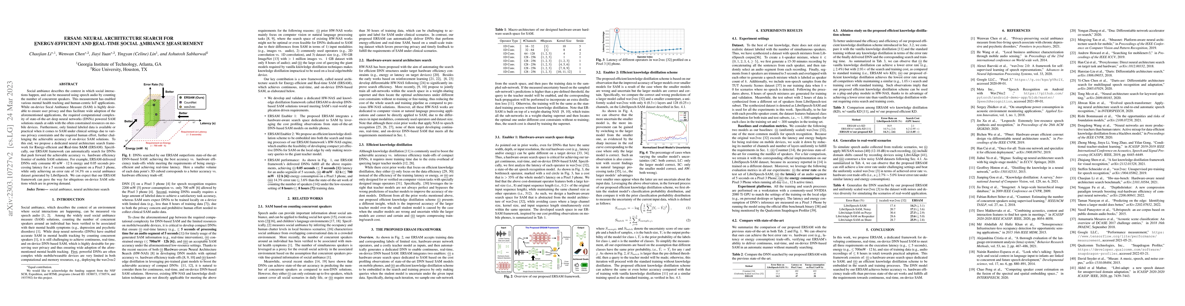 Thumbnail for ERSAM: Neural Architecture Search For Energy-Efficient and Real-Time
  Social Ambiance Measurement