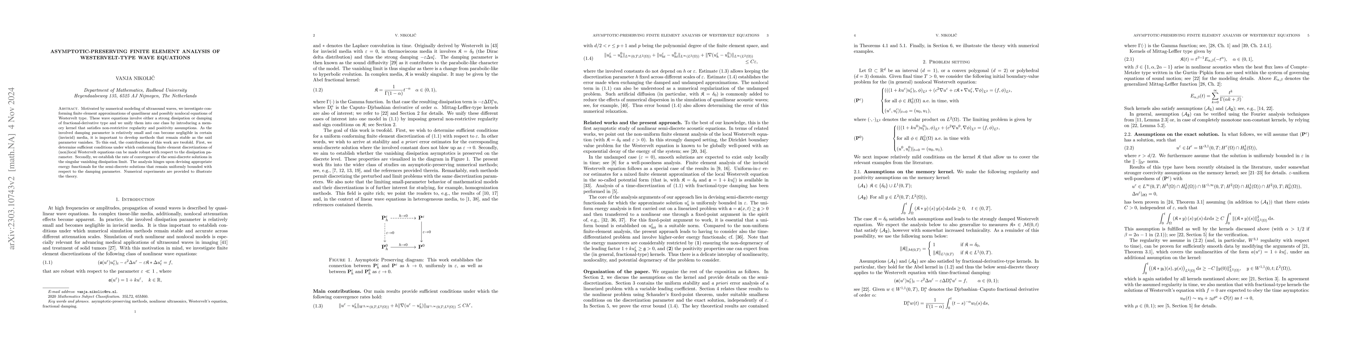 Thumbnail for Asymptotic-preserving finite element analysis of Westervelt-type wave
  equations