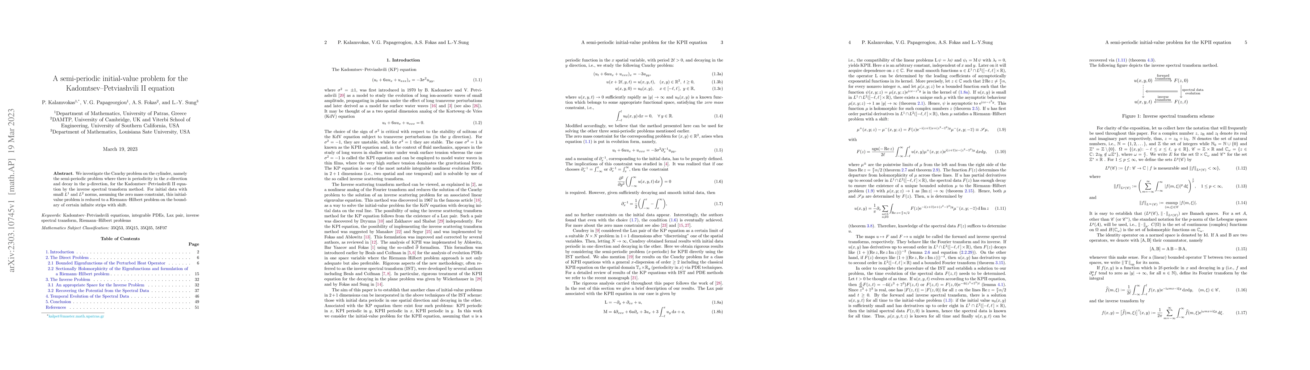 Thumbnail for A semi-periodic initial-value problem for the Kadomtsev-Petviashvili II
  equation