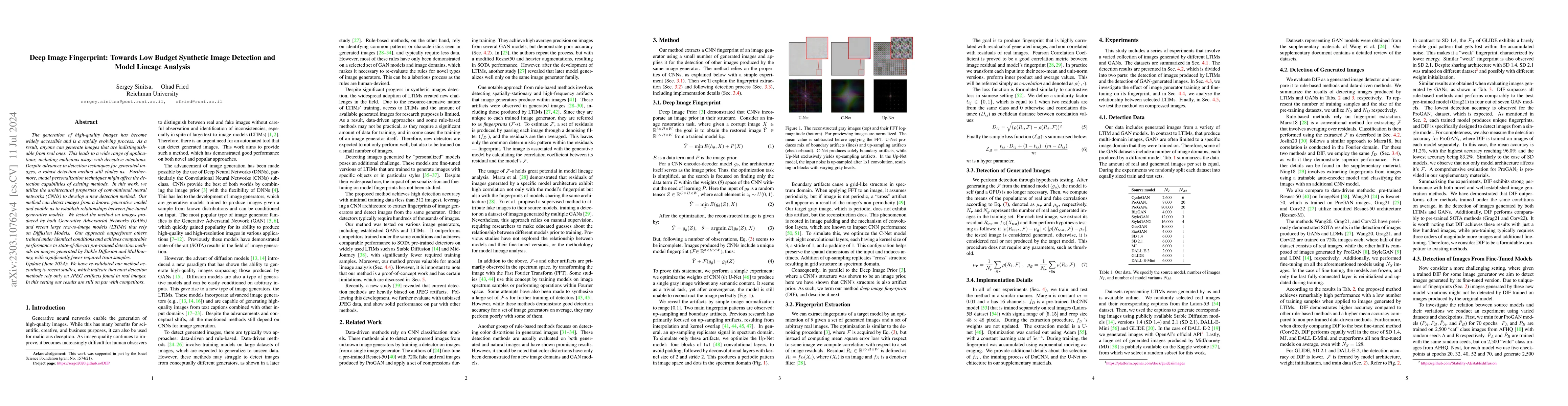 Thumbnail for Deep Image Fingerprint: Towards Low Budget Synthetic Image Detection and
  Model Lineage Analysis