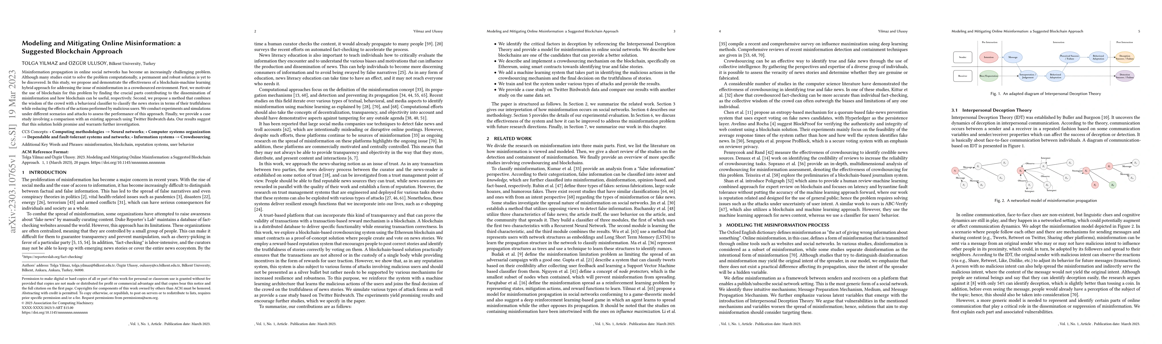 Thumbnail for Modeling and Mitigating Online Misinformation: a Suggested Blockchain
  Approach