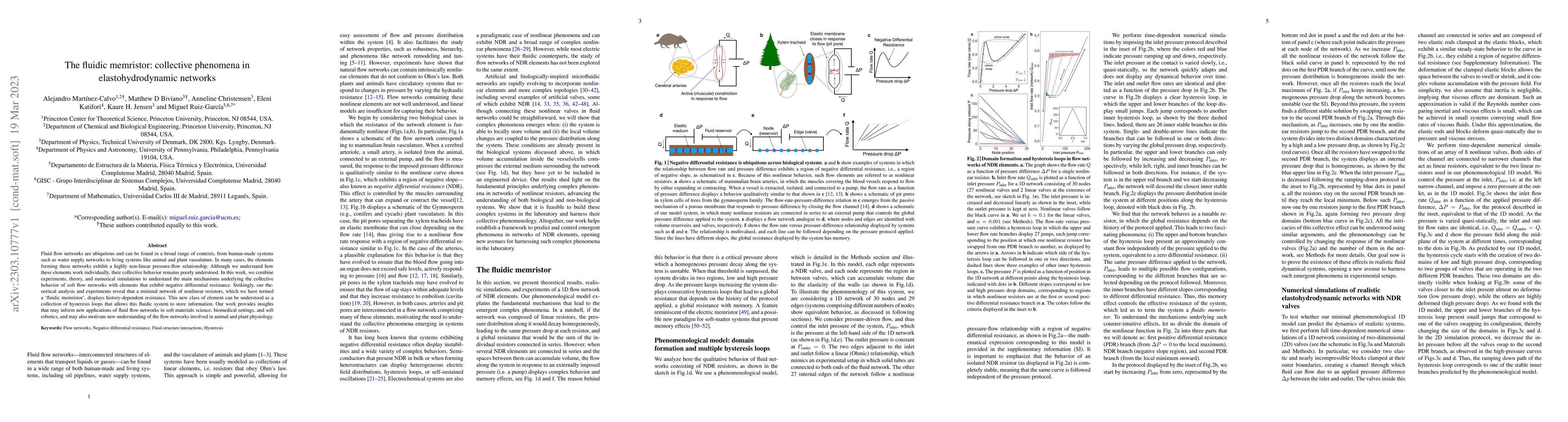 Thumbnail for The fluidic memristor: collective phenomena in elastohydrodynamic
  networks