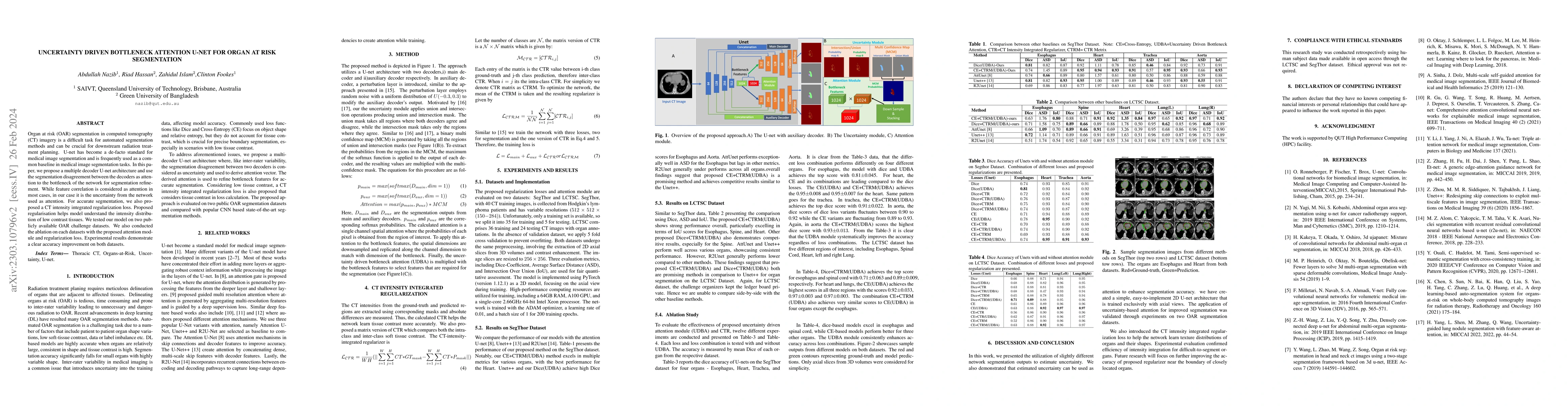 Thumbnail for Uncertainty Driven Bottleneck Attention U-net for Organ at Risk
  Segmentation