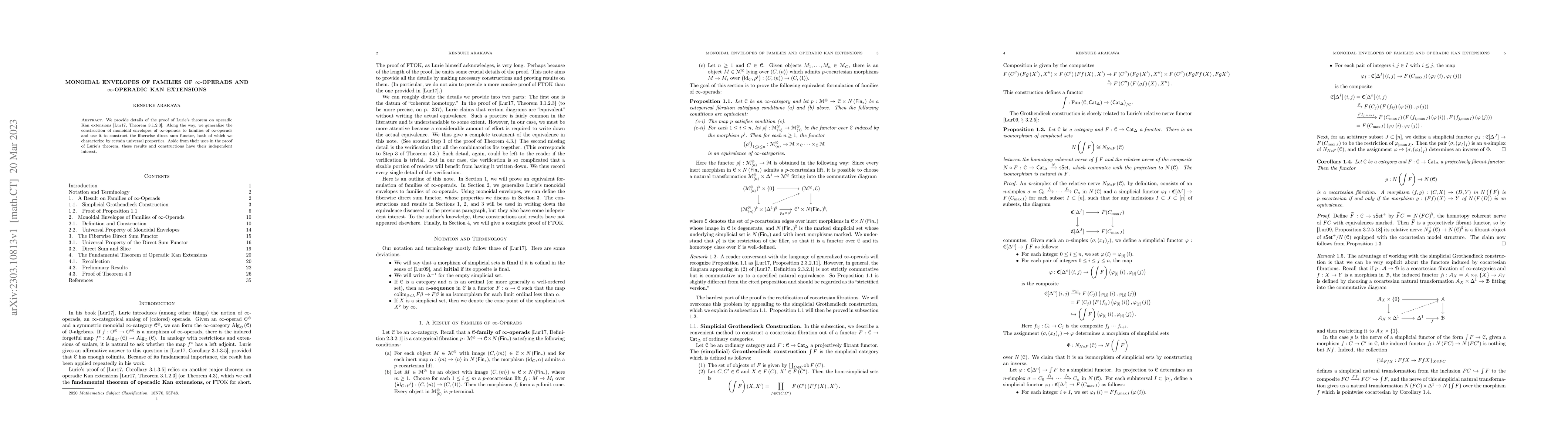 Thumbnail for Monoidal Envelopes of Families of $\infty$-Operads and $\infty$-Operadic
  Kan Extensions