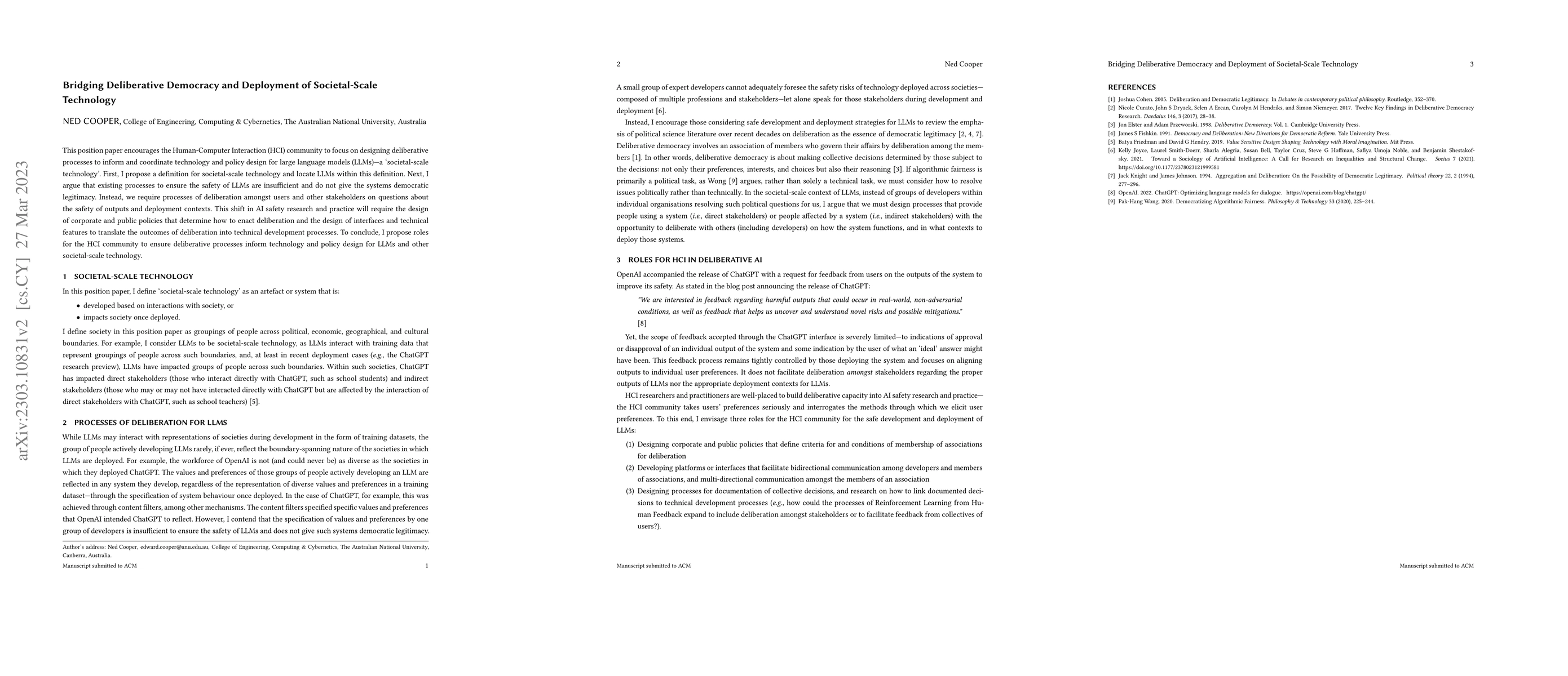 Thumbnail for Bridging Deliberative Democracy and Deployment of Societal-Scale
  Technology