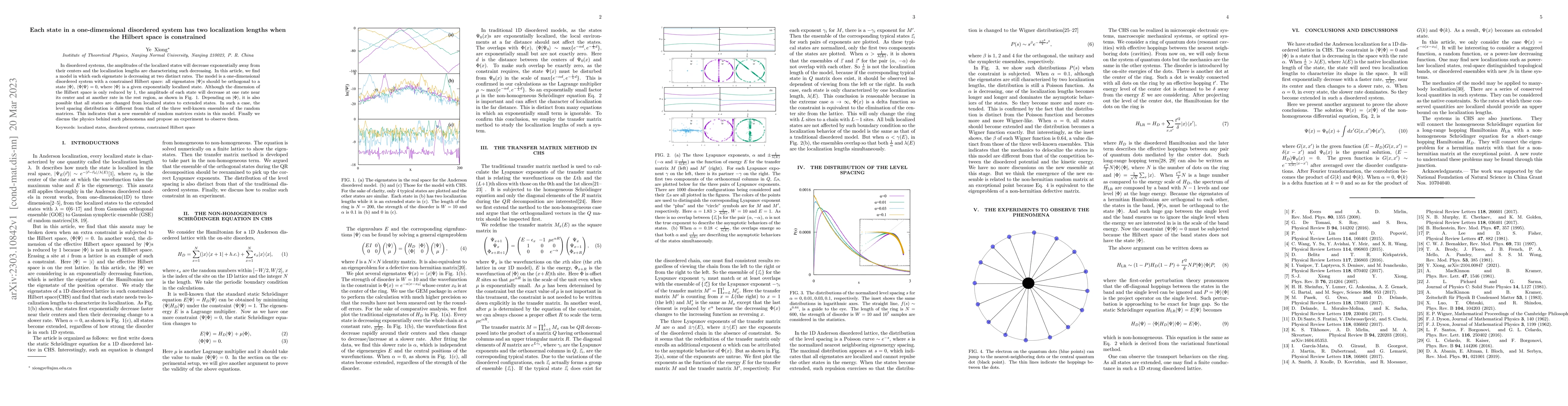 Thumbnail for Each state in a one-dimensional disordered system has two localization
  lengths when the Hilbert space is constrained