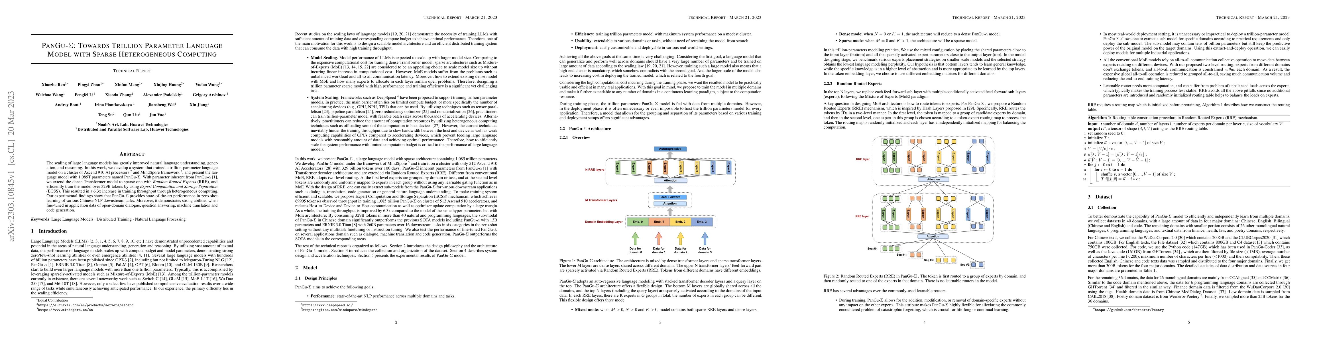 Thumbnail for PanGu-{\Sigma}: Towards Trillion Parameter Language Model with Sparse
  Heterogeneous Computing