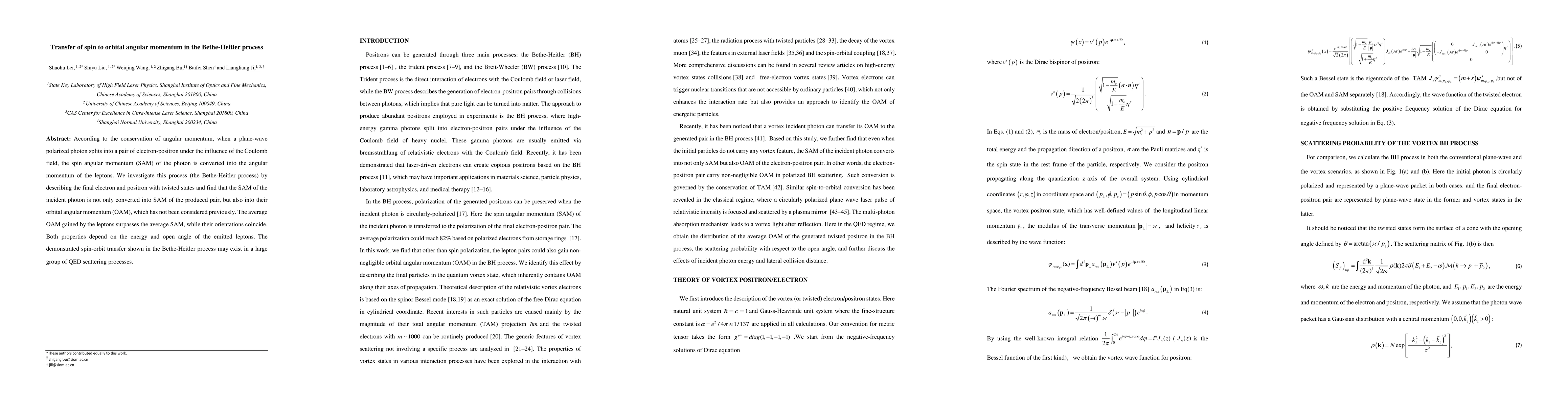 Thumbnail for Transfer of spin to orbital angular momentum in the Bethe-Heitler
  process