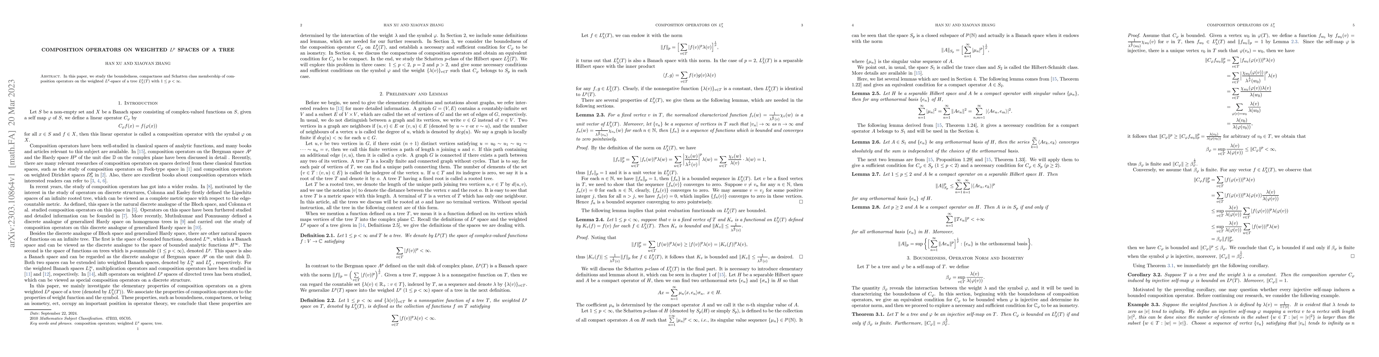 Thumbnail for Composition operators on weighted $L^{p}$ spaces of a tree