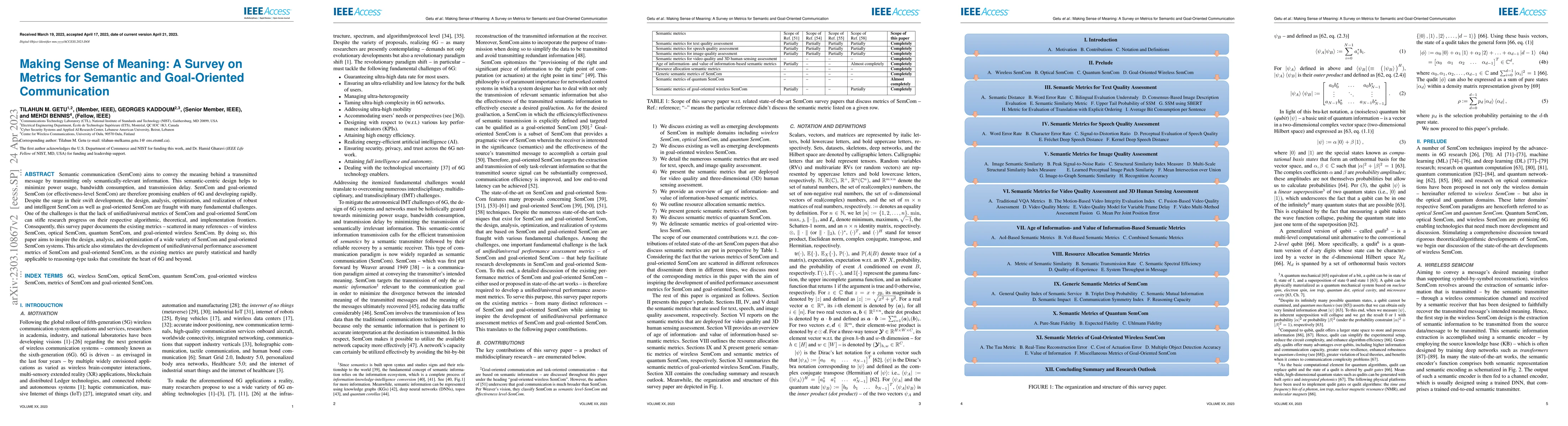Thumbnail for Making Sense of Meaning: A Survey on Metrics for Semantic and
  Goal-Oriented Communication