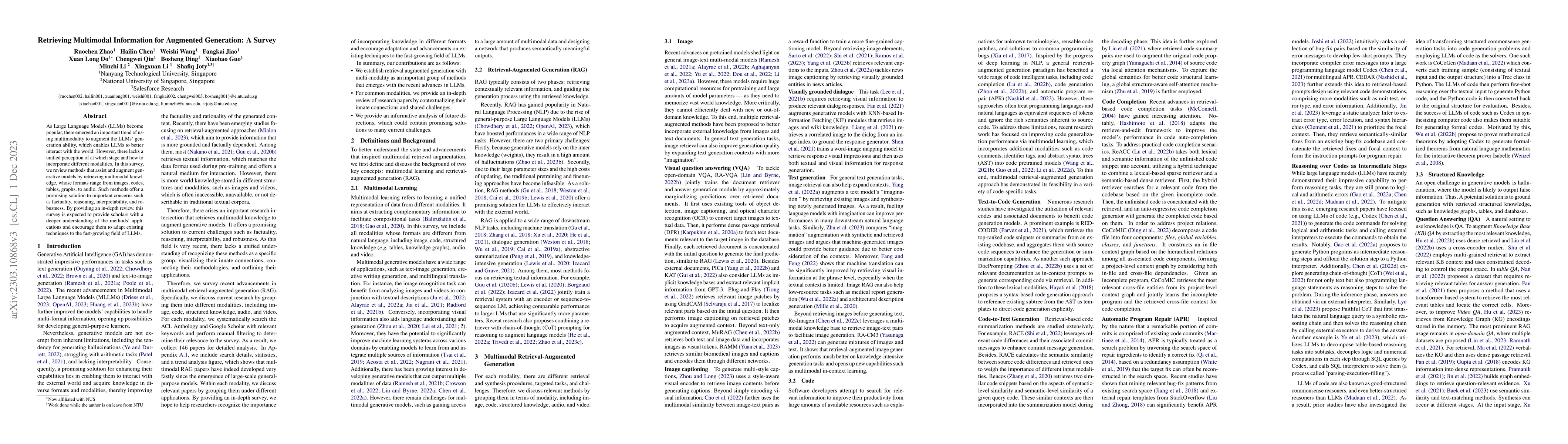 Thumbnail for Retrieving Multimodal Information for Augmented Generation: A Survey