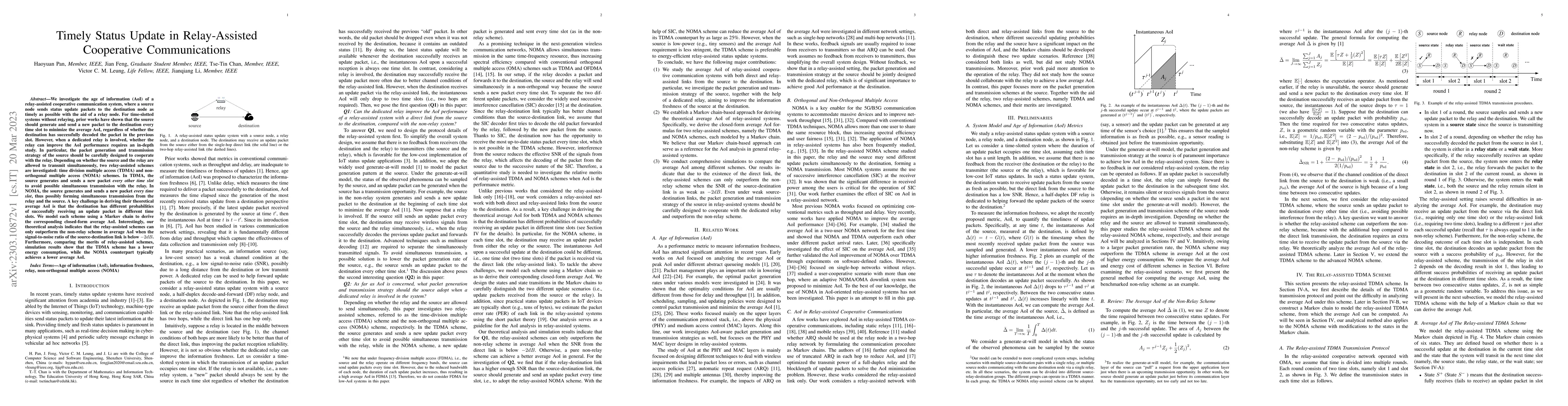 Thumbnail for Timely Status Update in Relay-Assisted Cooperative Communications