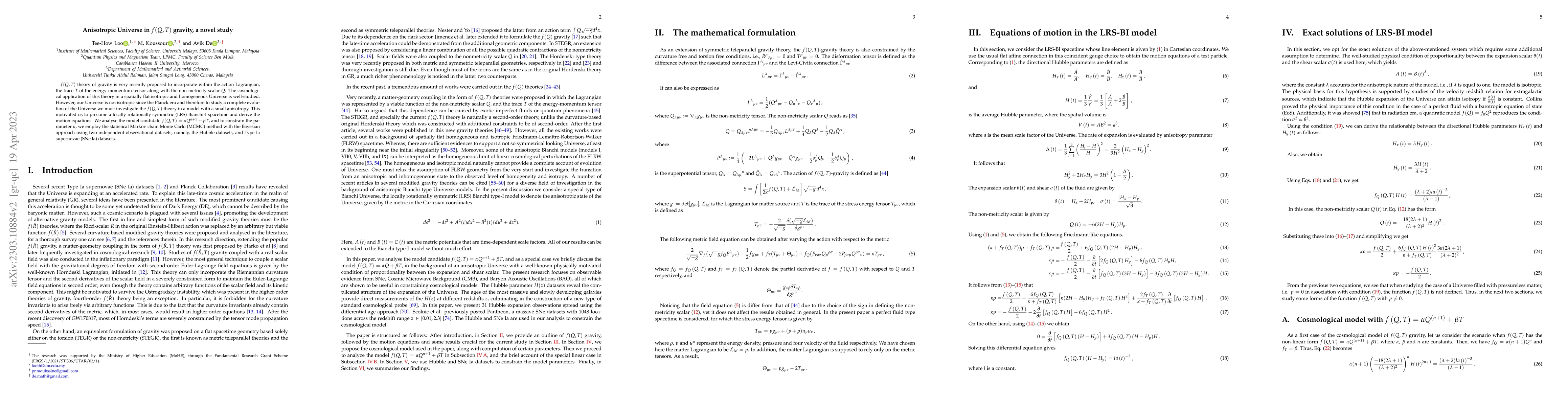 Thumbnail for Anisotropic Universe in $f(Q,T)$ gravity, a novel study