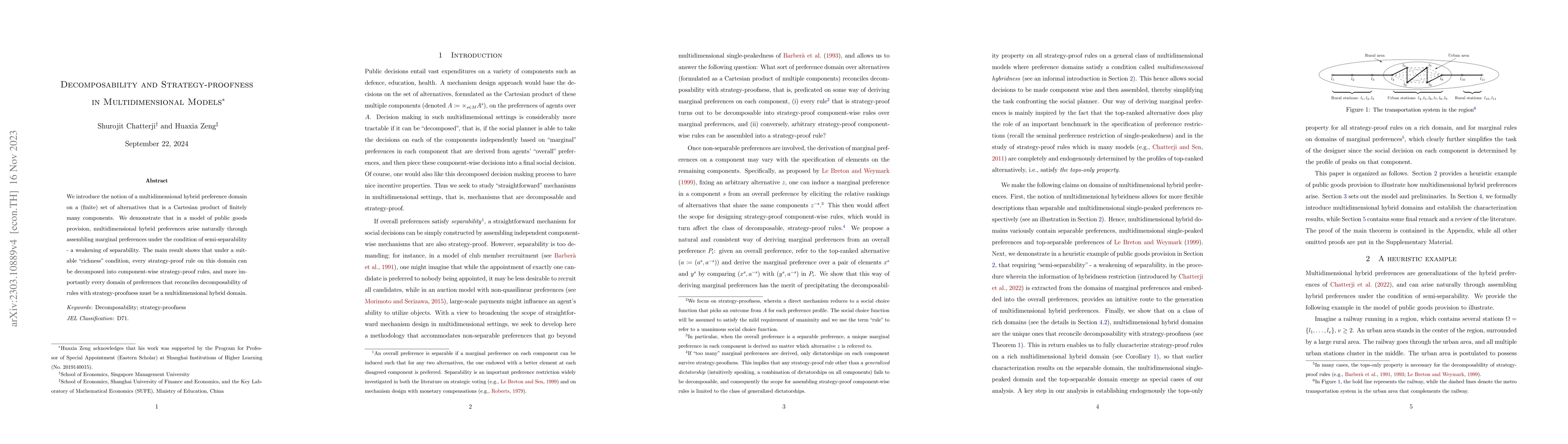 Thumbnail for Decomposability and Strategy-proofness in Multidimensional Models