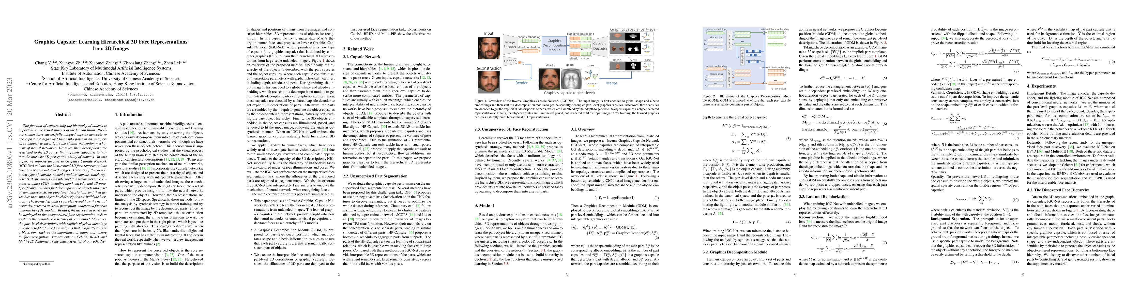 Thumbnail for Graphics Capsule: Learning Hierarchical 3D Face Representations from 2D
  Images