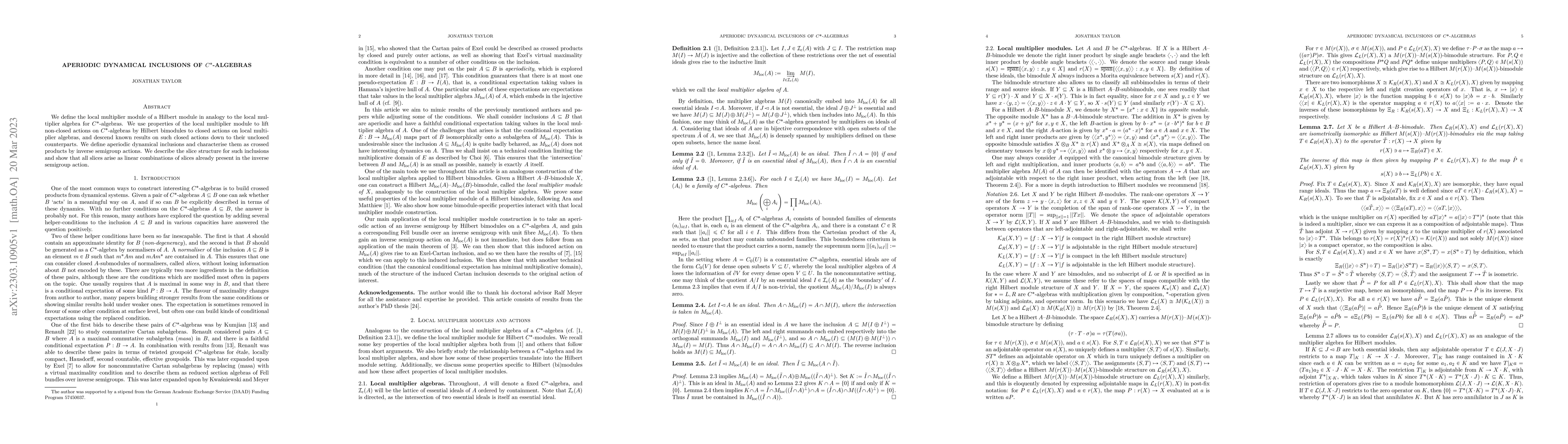 Thumbnail for Aperiodic dynamical inclusions of $C^*$-algebras