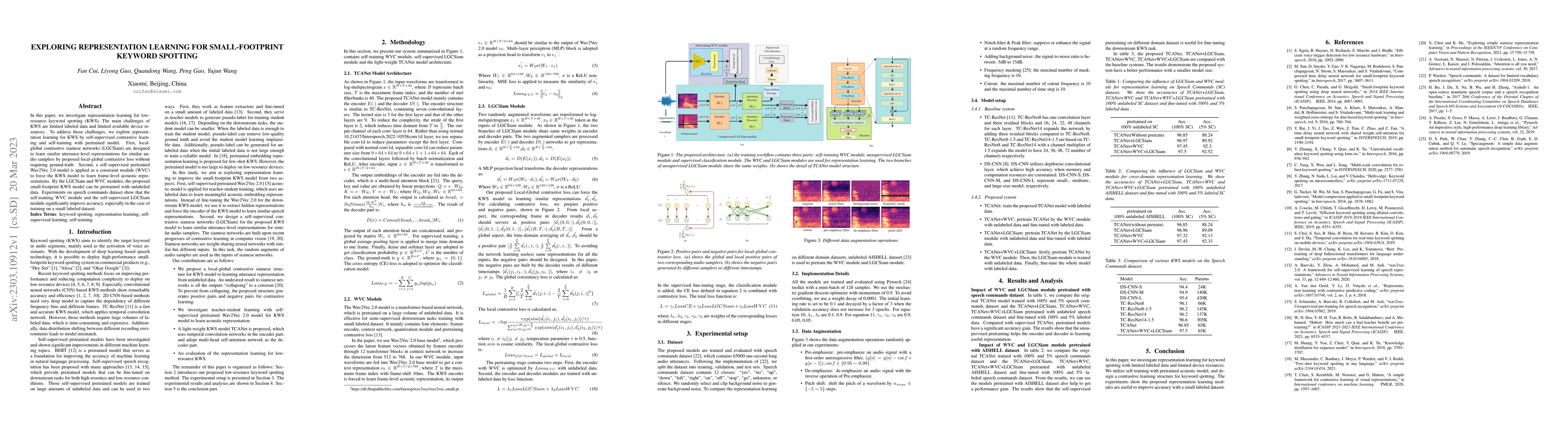 Thumbnail for Exploring Representation Learning for Small-Footprint Keyword Spotting