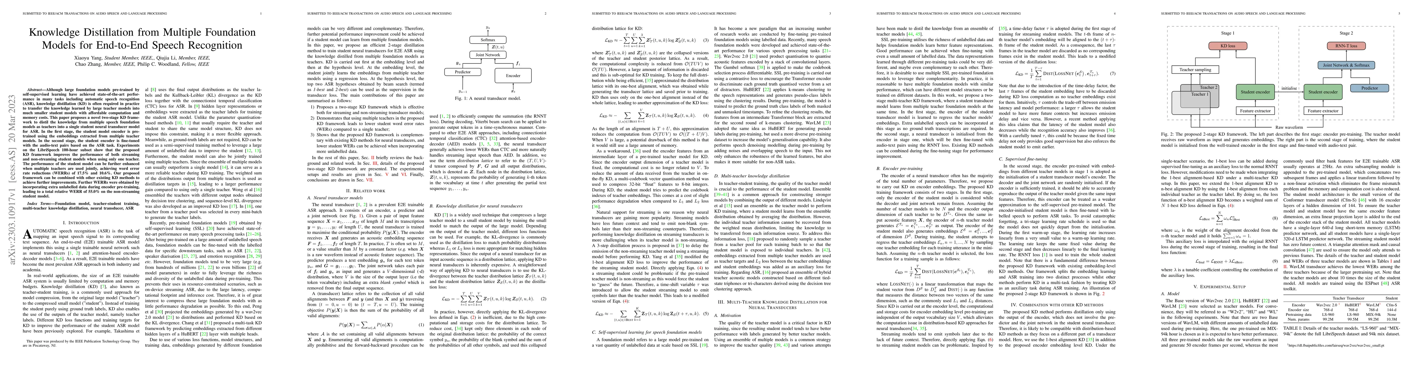 Thumbnail for Knowledge Distillation from Multiple Foundation Models for End-to-End
  Speech Recognition