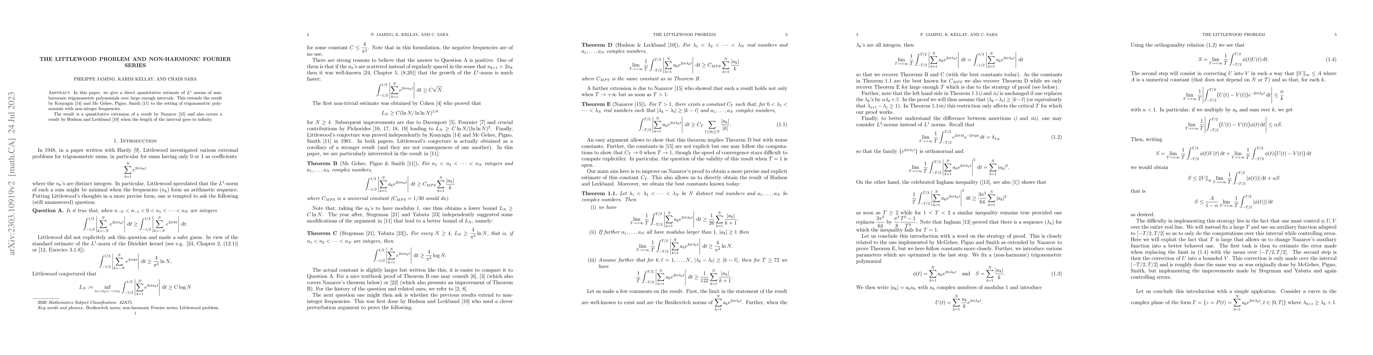 Thumbnail for The Littlewood problem and non-harmonic Fourier series