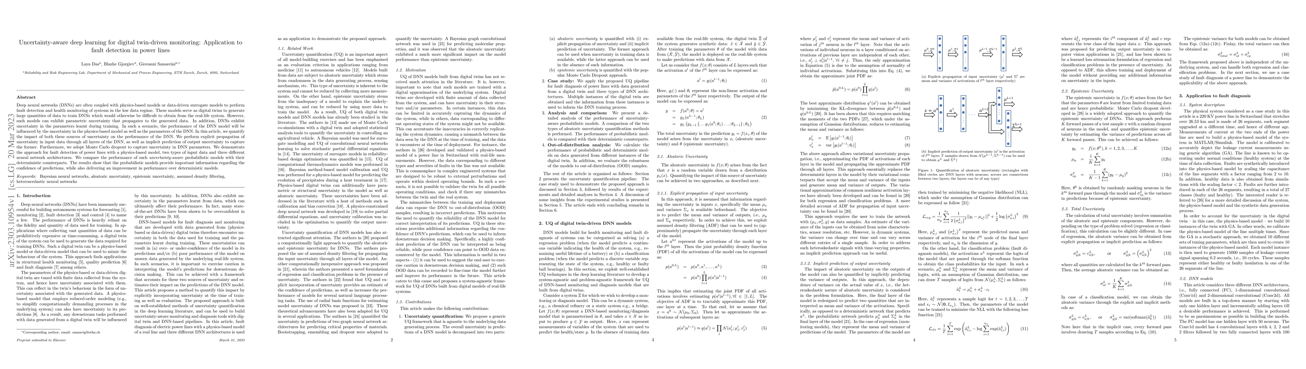 Thumbnail for Uncertainty-aware deep learning for digital twin-driven monitoring:
  Application to fault detection in power lines