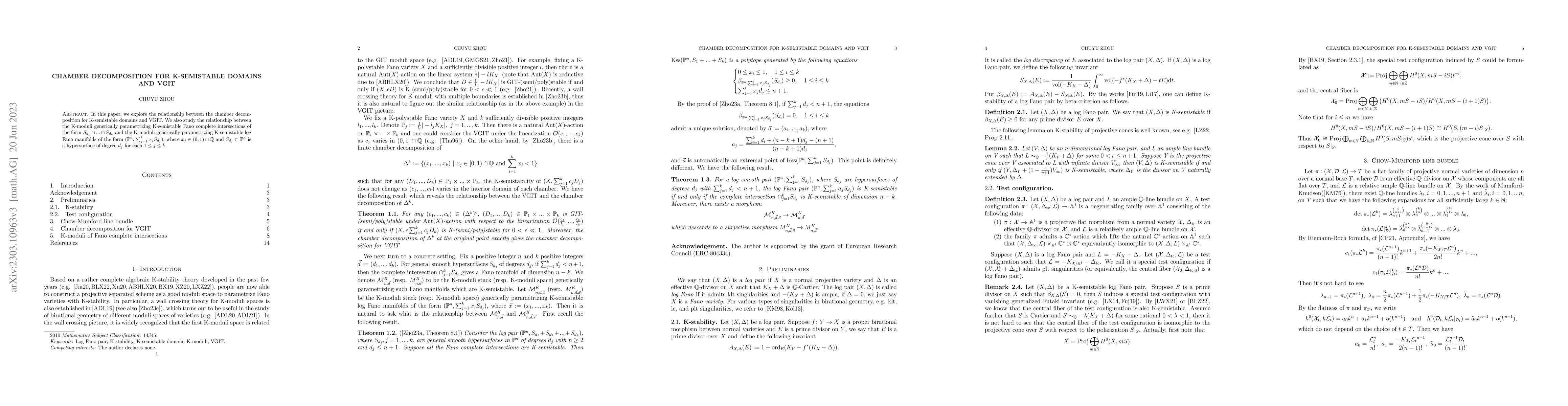 Thumbnail for Chamber decomposition for K-semistable domains and VGIT