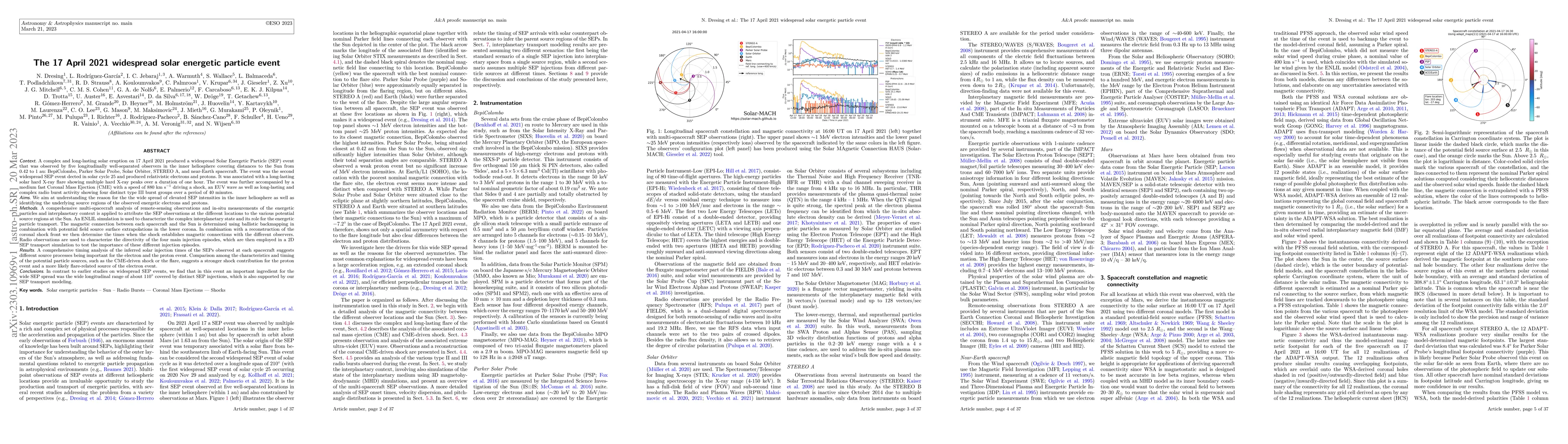 Thumbnail for The 17 April 2021 widespread solar energetic particle event